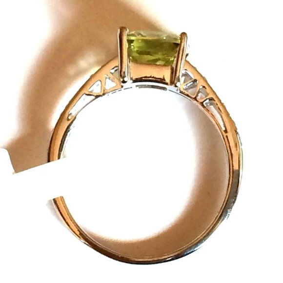 Sterling Silver Green Cubic Zirconia Ring Size 9 10 Princess Simulated Peridot - Picture 11 of 12
